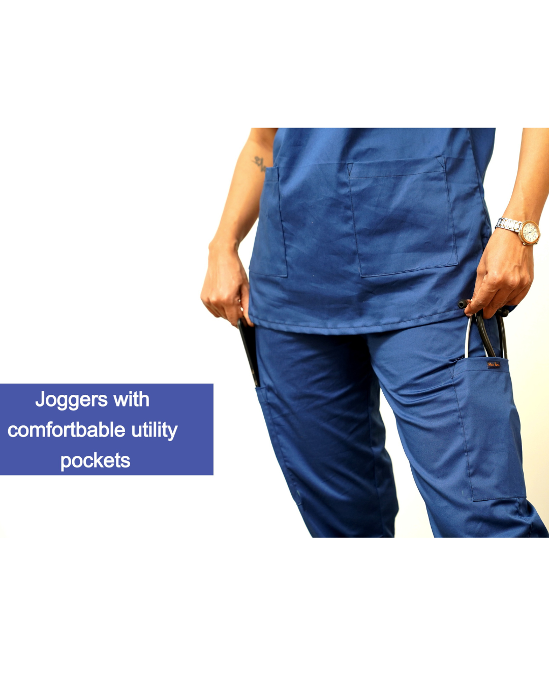 Azure Blue zip neck women scrubs