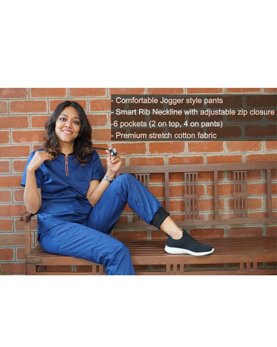 Remedial zip neck women doctor scrubs