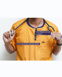 Men Ribneck cotton stretchable scrub tops