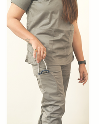 Schorl black zip neck women scrubs