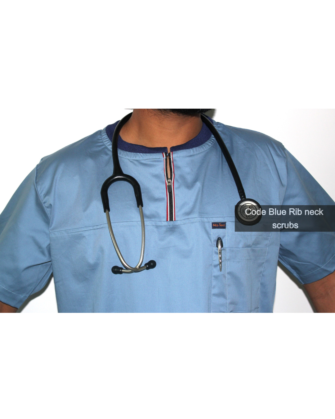 Men Ribneck cotton stretchable scrub tops