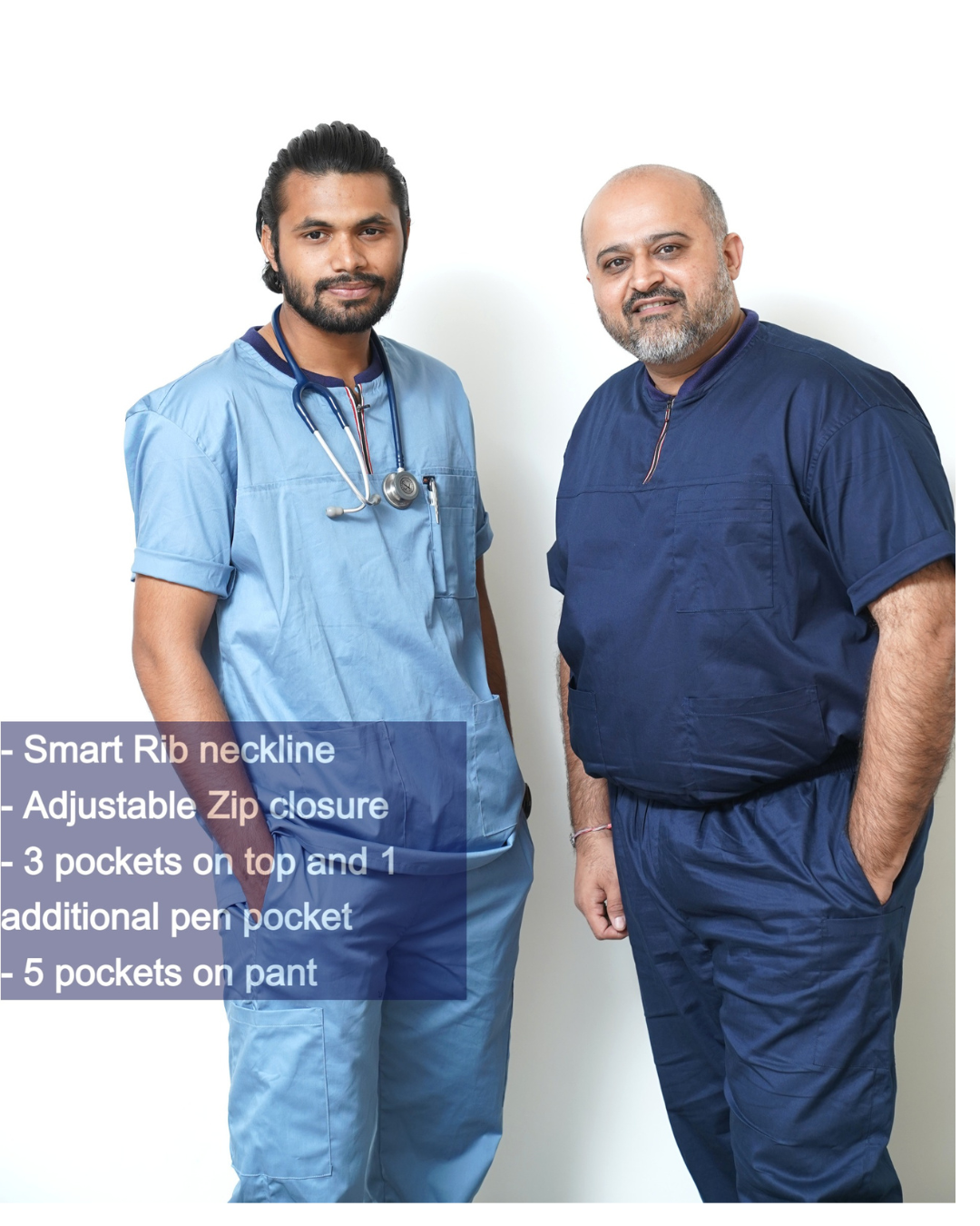 Men Code Blue Ribbed Zip neckline scrubs