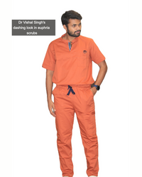 Men Euphoria Orange HighNeck Stretch Scrubs