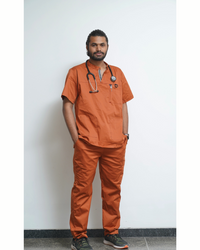 Men Euphoria Orange HighNeck Stretch Scrubs