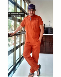 Men Euphoria Orange HighNeck Stretch Scrubs