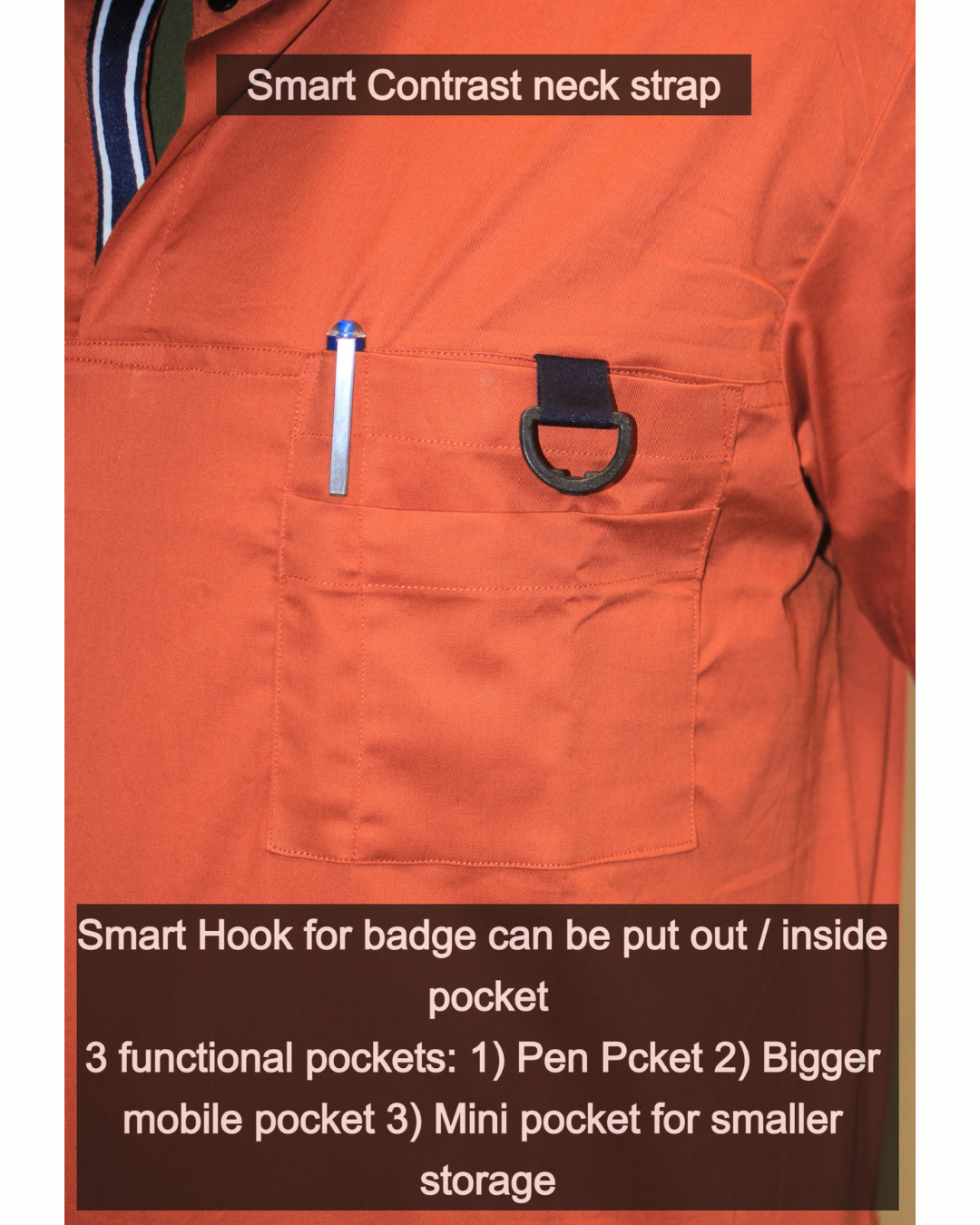 Men Euphoria Orange HighNeck Stretch Scrubs