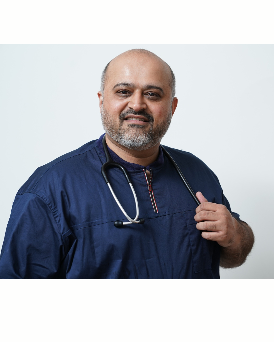 Men Ribneck cotton stretchable scrub tops