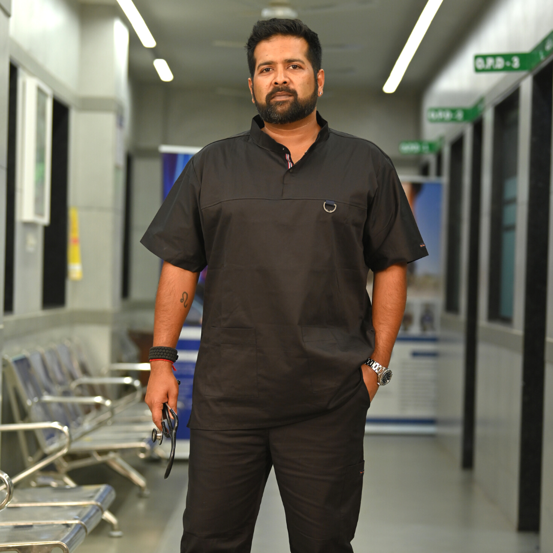 Men SCHORL black high neck Stretch Scrubs