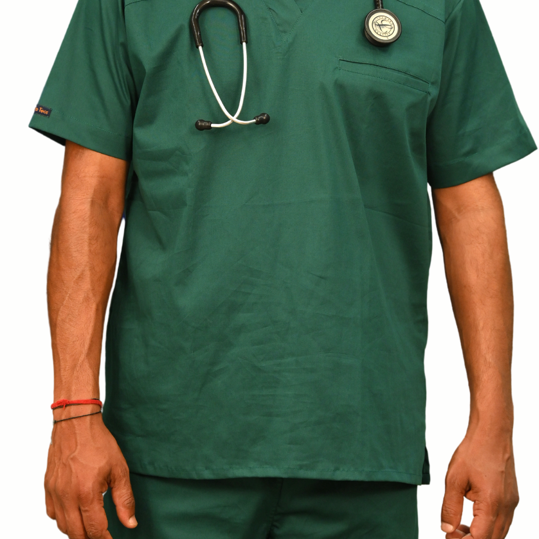 Men Highneck cotton stretchable scrub tops