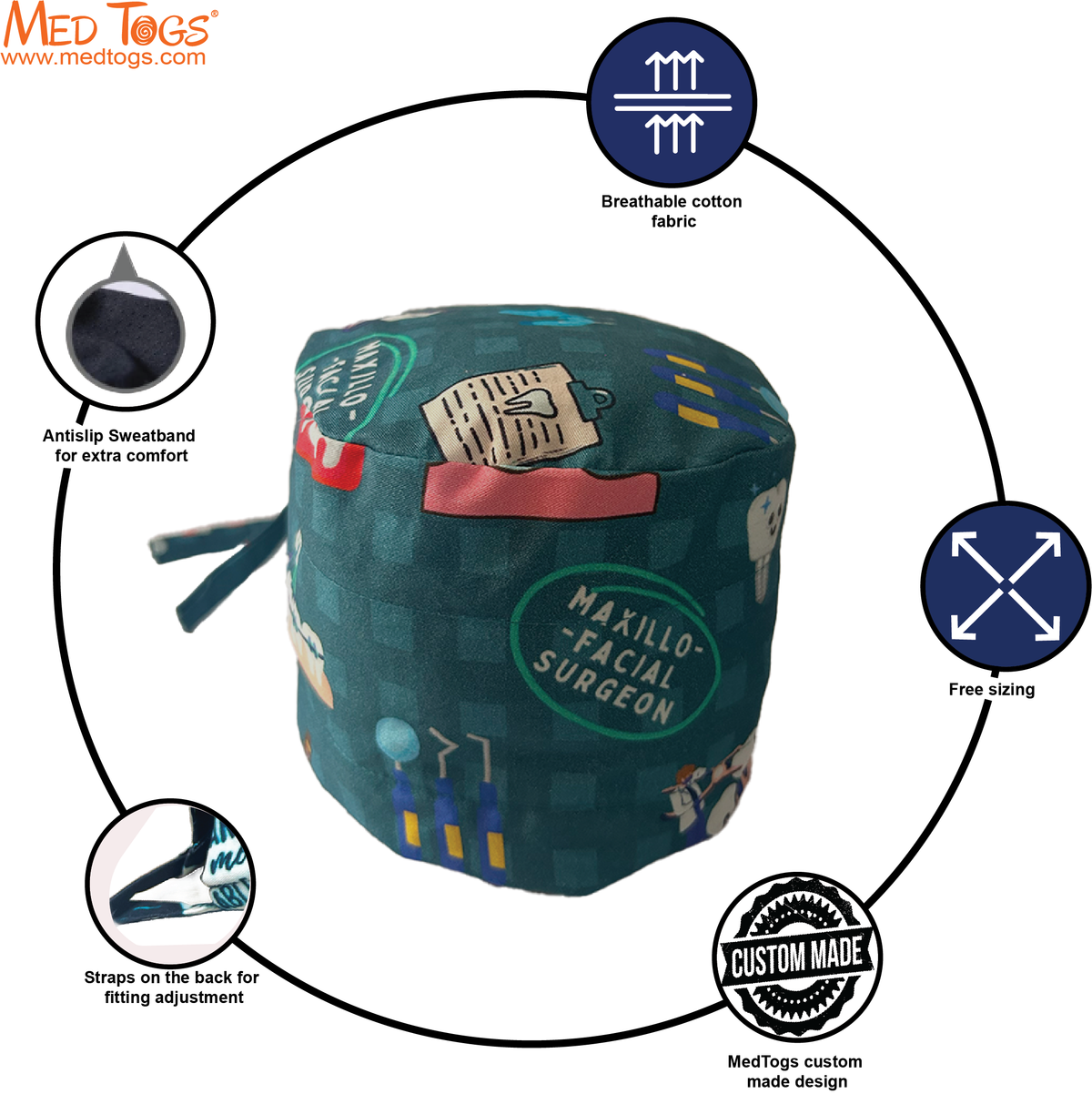 Maxillofacial Surgeon scrub cap -  Unisex Scrub Cap