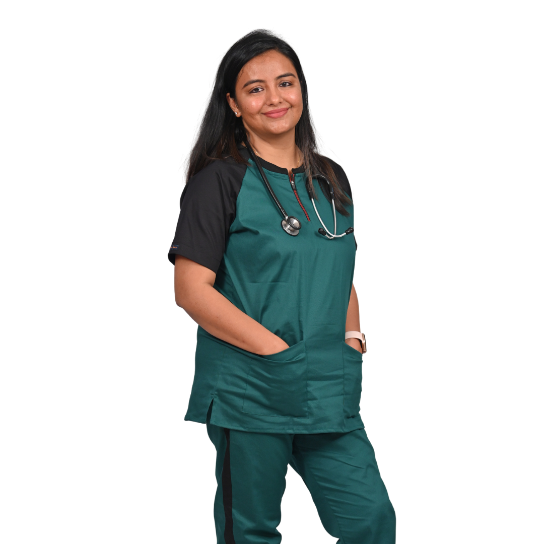 Vital green black dual colour Scrub Set (Top + Pant)