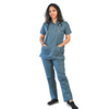 MedTogs standing collar grey blue women scrubs in cotton stretchable fabric for hospital wear
