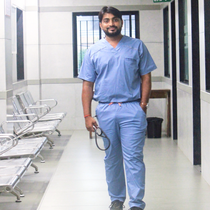 Men Code Blue V neck stretch cotton scrubs