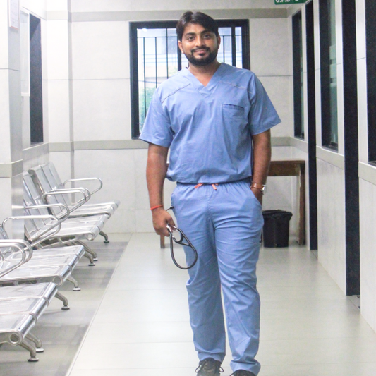 Men Code Blue V neck stretch cotton scrubs