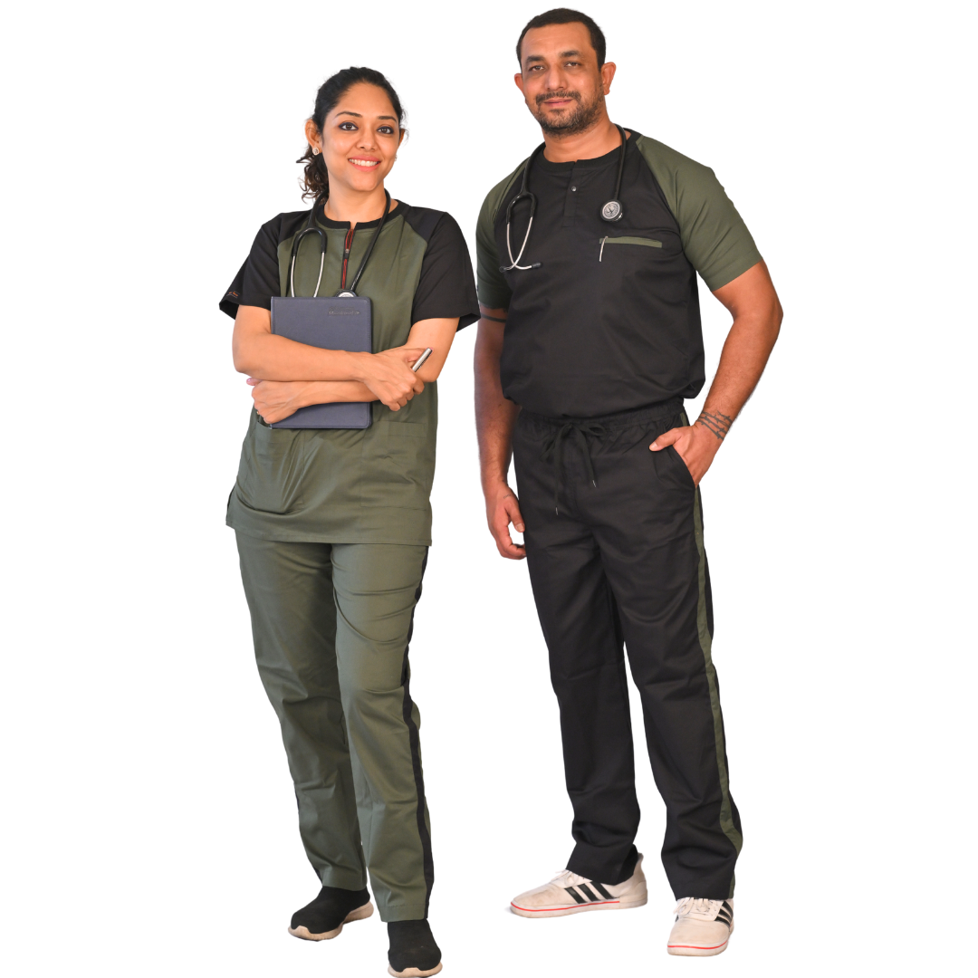 Black Eco Green Dual Scrub Set (Top + Pant)