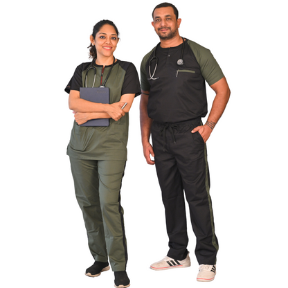 Black Eco Green Dual Scrub Set (Top + Pant)