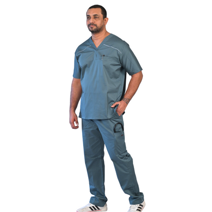 Slate V neck Stretch Scrubs