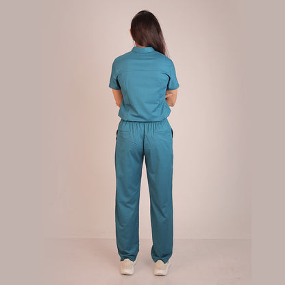 Pro-fit Peacock Blue Highneck Women scrubs