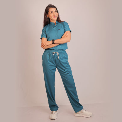 Pro-fit Peacock Blue Highneck Women scrubs