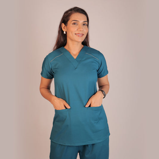 Pro-fit Peacock blue Vneck Women scrubs