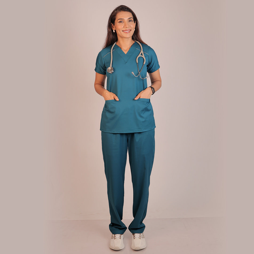 Pro-fit Peacock blue Vneck Women scrubs