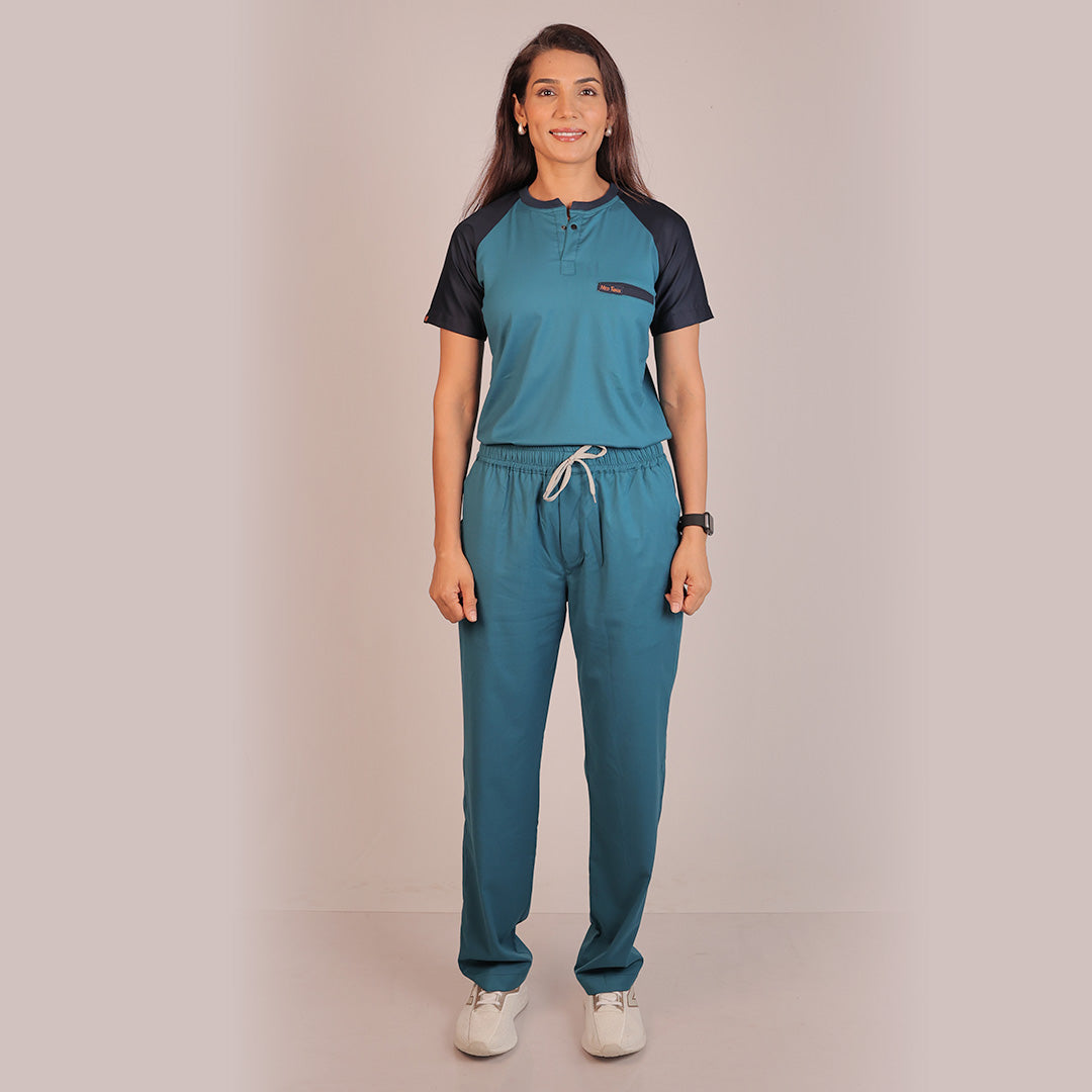 Pro-fit Peacock and Navy Blue Dual women scrubs