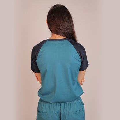 Pro-fit Peacock and Navy Blue Dual women scrubs