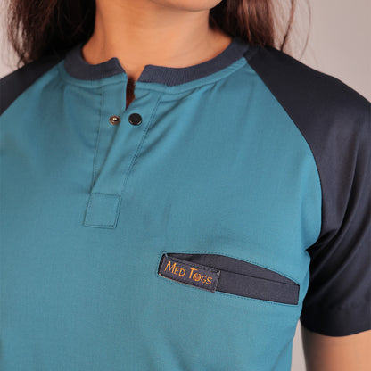 Pro-fit Peacock and Navy Blue Dual women scrubs