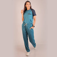 Pro-fit Peacock and Navy Blue Dual women scrubs