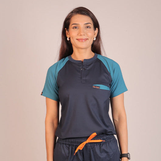 Pro-fit Navy and Peacock Blue Dual women scrubs