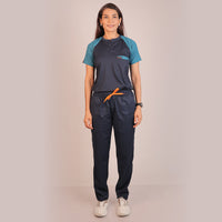 Pro-fit Navy and Peacock Blue Dual women scrubs