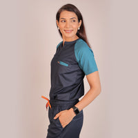 Pro-fit Navy and Peacock Blue Dual women scrubs