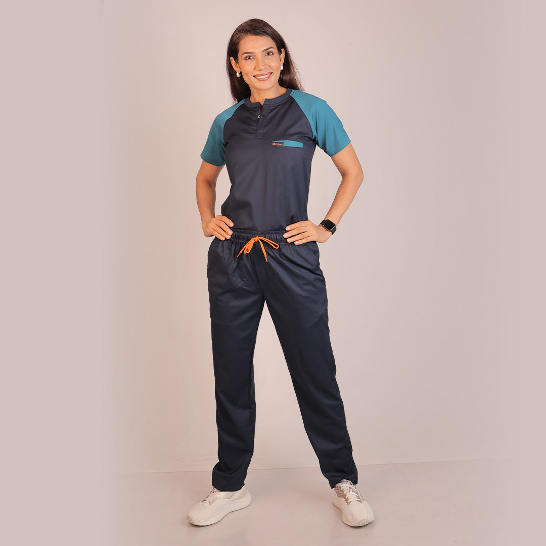 Pro-fit Navy and Peacock Blue Dual women scrubs