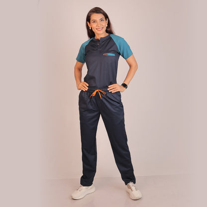 Pro-fit Navy and Peacock Blue Dual women scrubs