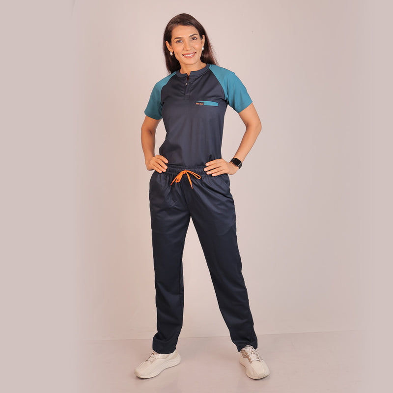 Pro-fit Navy and Peacock Blue Dual women scrubs