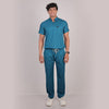 Pro-fit Peacock Blue High Neck Men scrubs