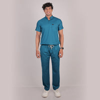 Pro-fit Peacock Blue High Neck Men scrubs