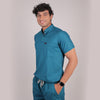 Pro-fit Peacock Blue High Neck Men scrubs
