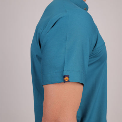 Pro-fit Peacock Blue High Neck Men scrubs