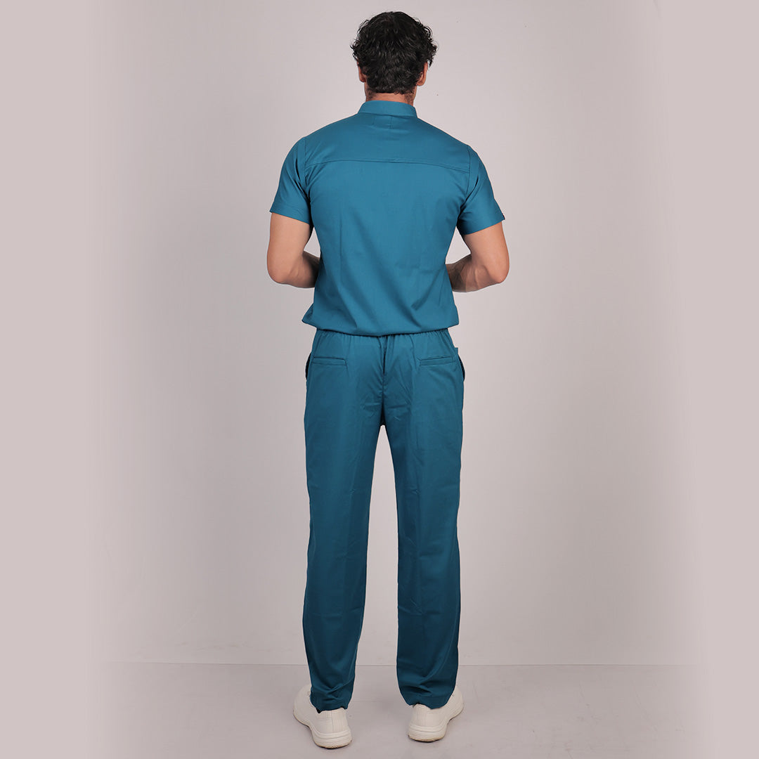 Pro-fit Peacock Blue High Neck Men scrubs