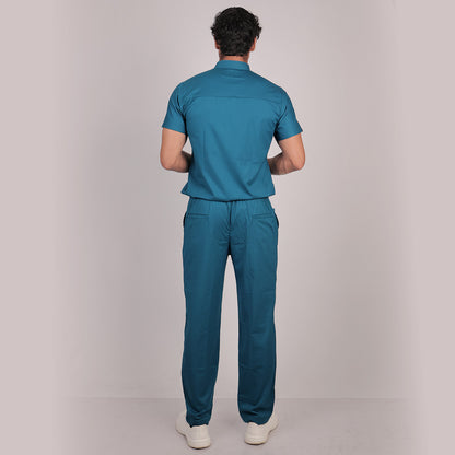 Pro-fit Peacock Blue High Neck Men scrubs