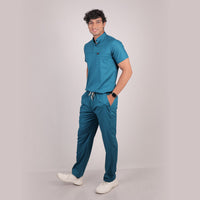 Pro-fit Peacock Blue High Neck Men scrubs