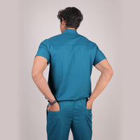 Pro-fit Peacock Blue High Neck Men scrubs