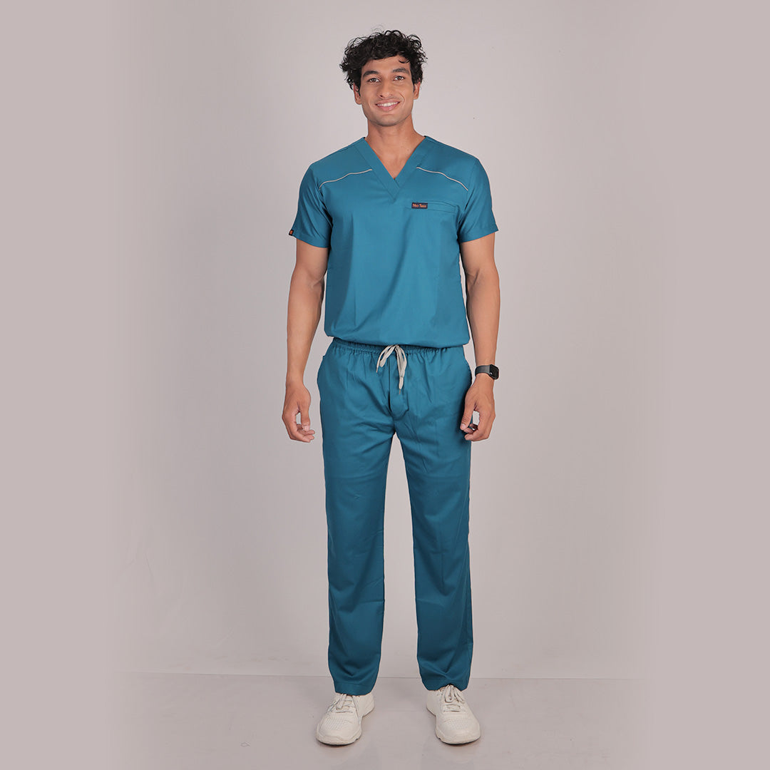 Pro-fit Peacock Blue Vneck Men scrubs