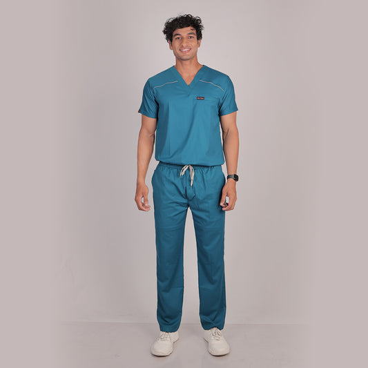 Pro-fit Peacock Blue Vneck Men scrubs