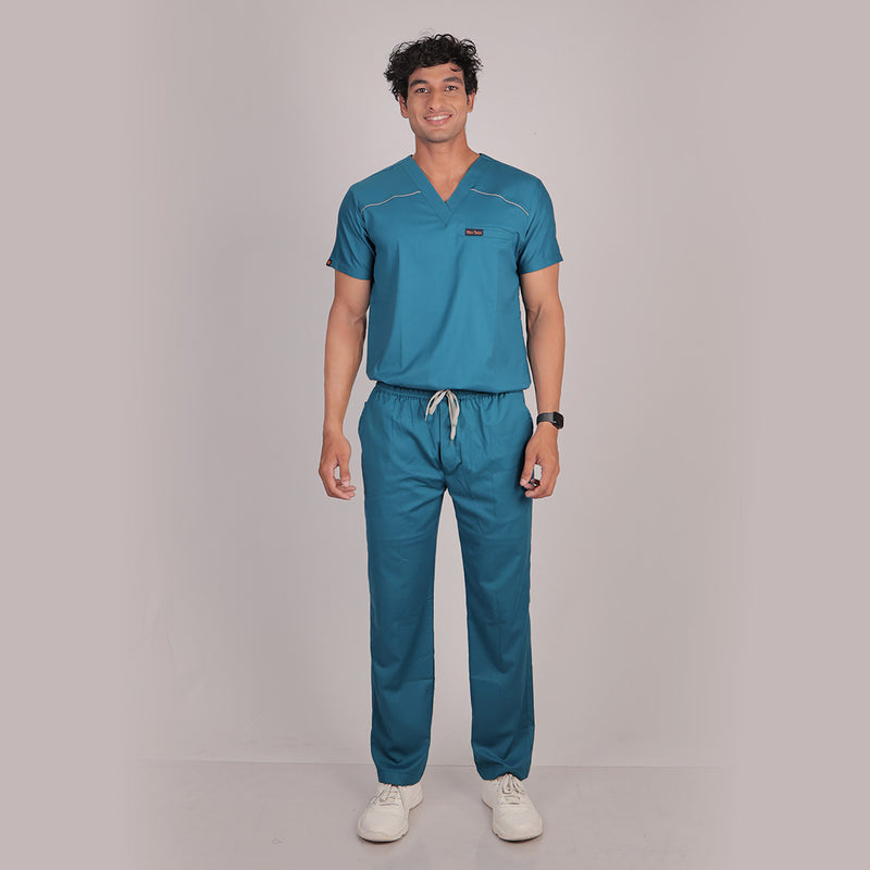 Pro-fit Peacock Blue Vneck Men scrubs