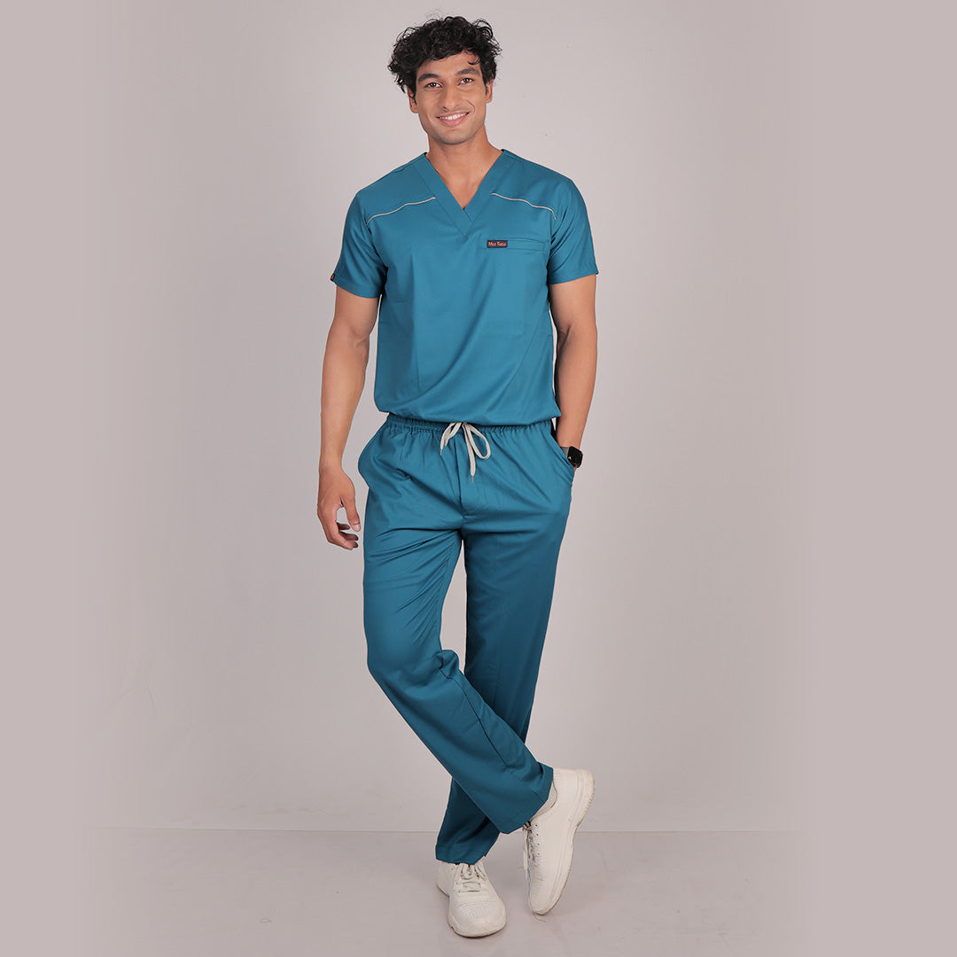 Pro-fit Peacock Blue Vneck Men scrubs