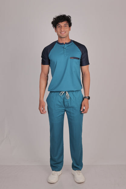 Pro-fit Peacock Blue Navy Dual Scrubs