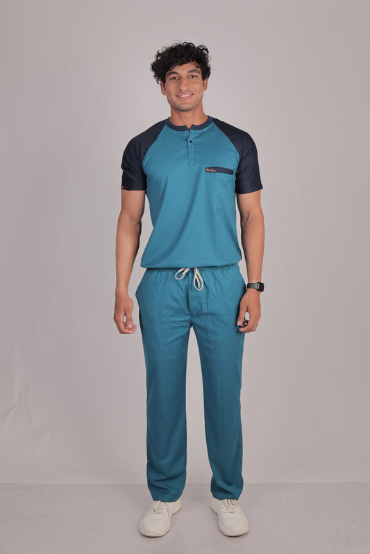 Pro-fit Peacock Blue Navy Dual Scrubs