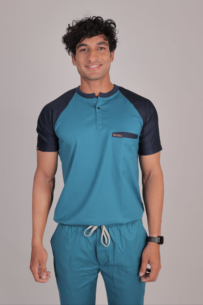 Pro-fit Peacock Blue Navy Dual Scrubs